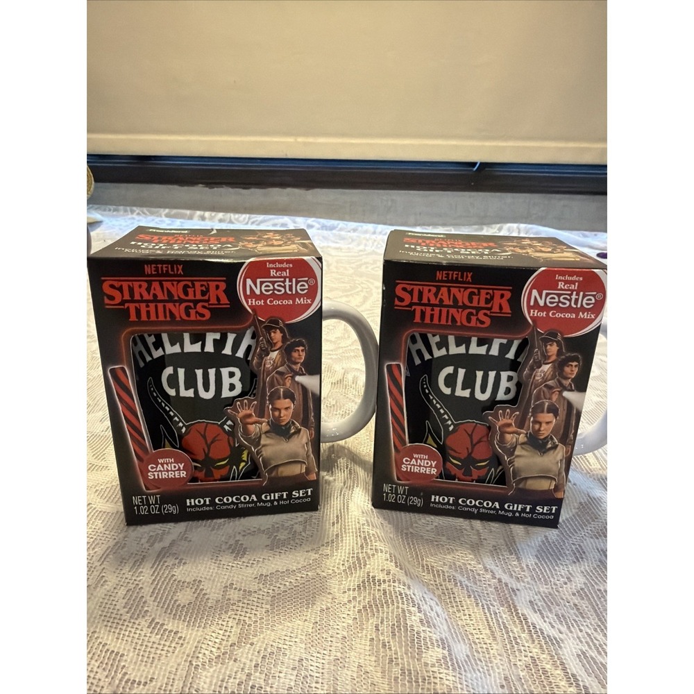 2-Stranger Things Hellfire Club Mug & Nestle Hot Cocoa Gift Sets Brand New